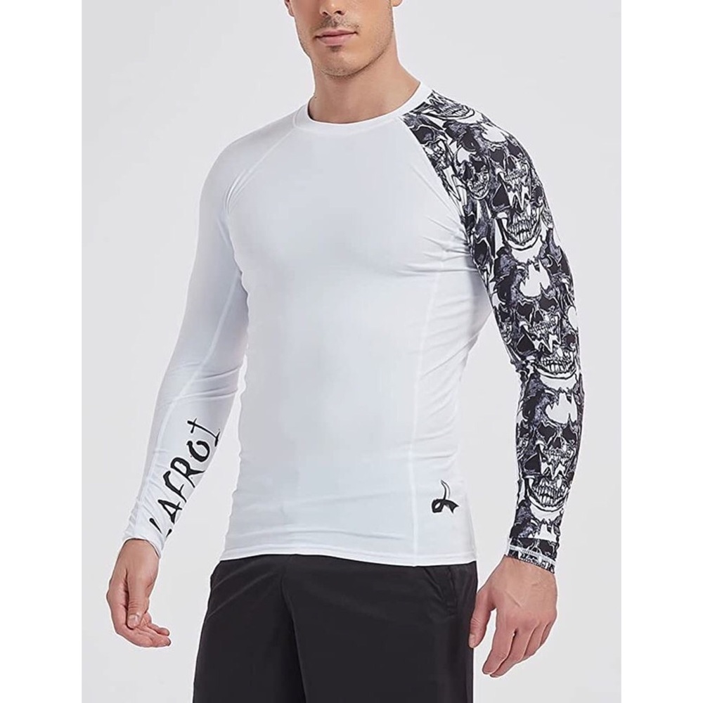 Amazon LACROI Men's Long Sleeve UPF 50+ Baselayer  Compression Rash Guard Top